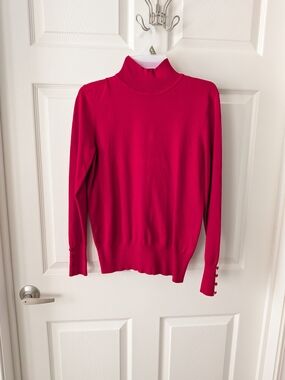 Spense Red Knit Turtleneck Sweater